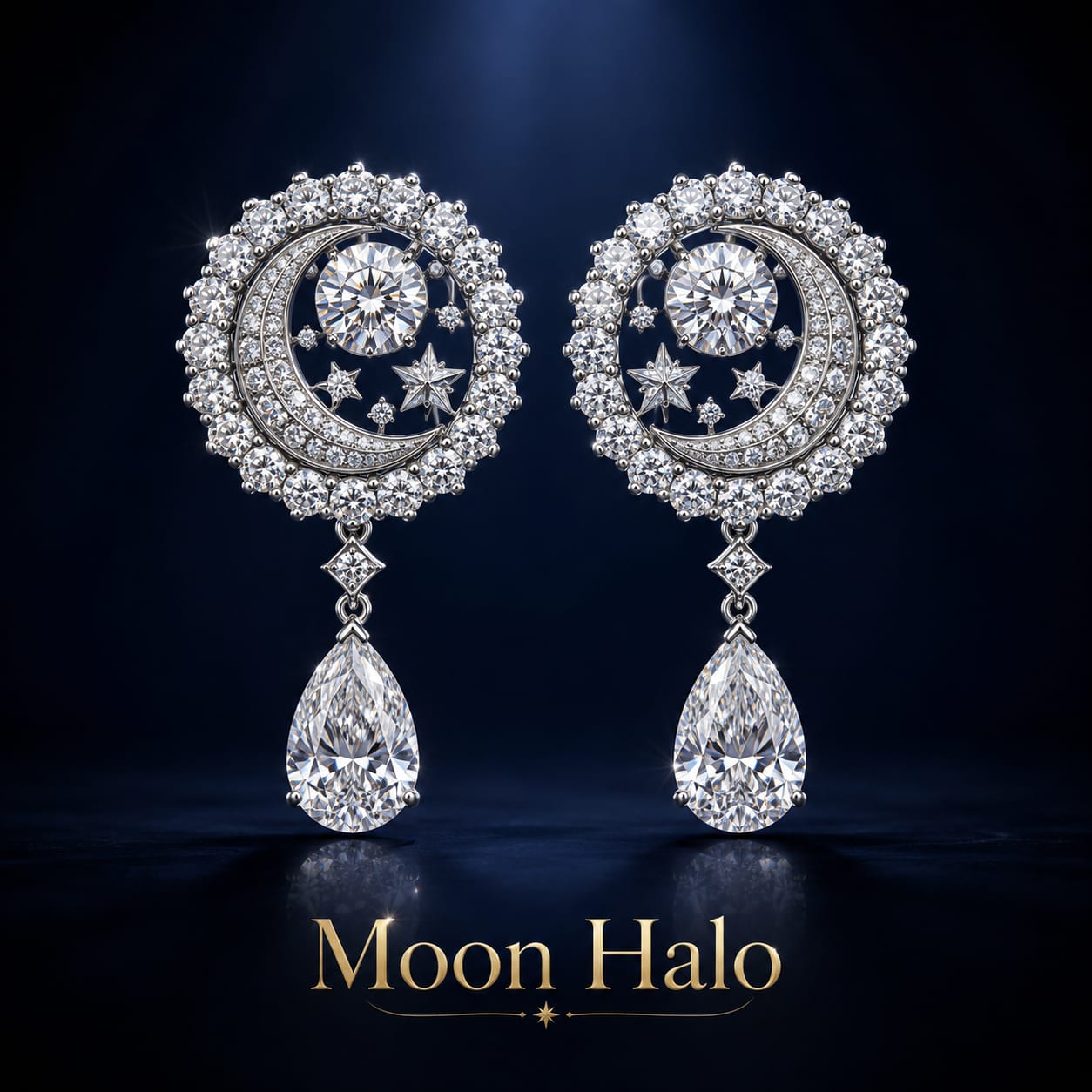 Moon Halo Earrings by Navinji Diamonds